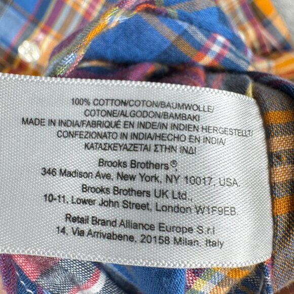 Brooks Brothers Men’s L Blue Orange Plaid Button Down Long Sleeve Shirt - Picture 11 of 11